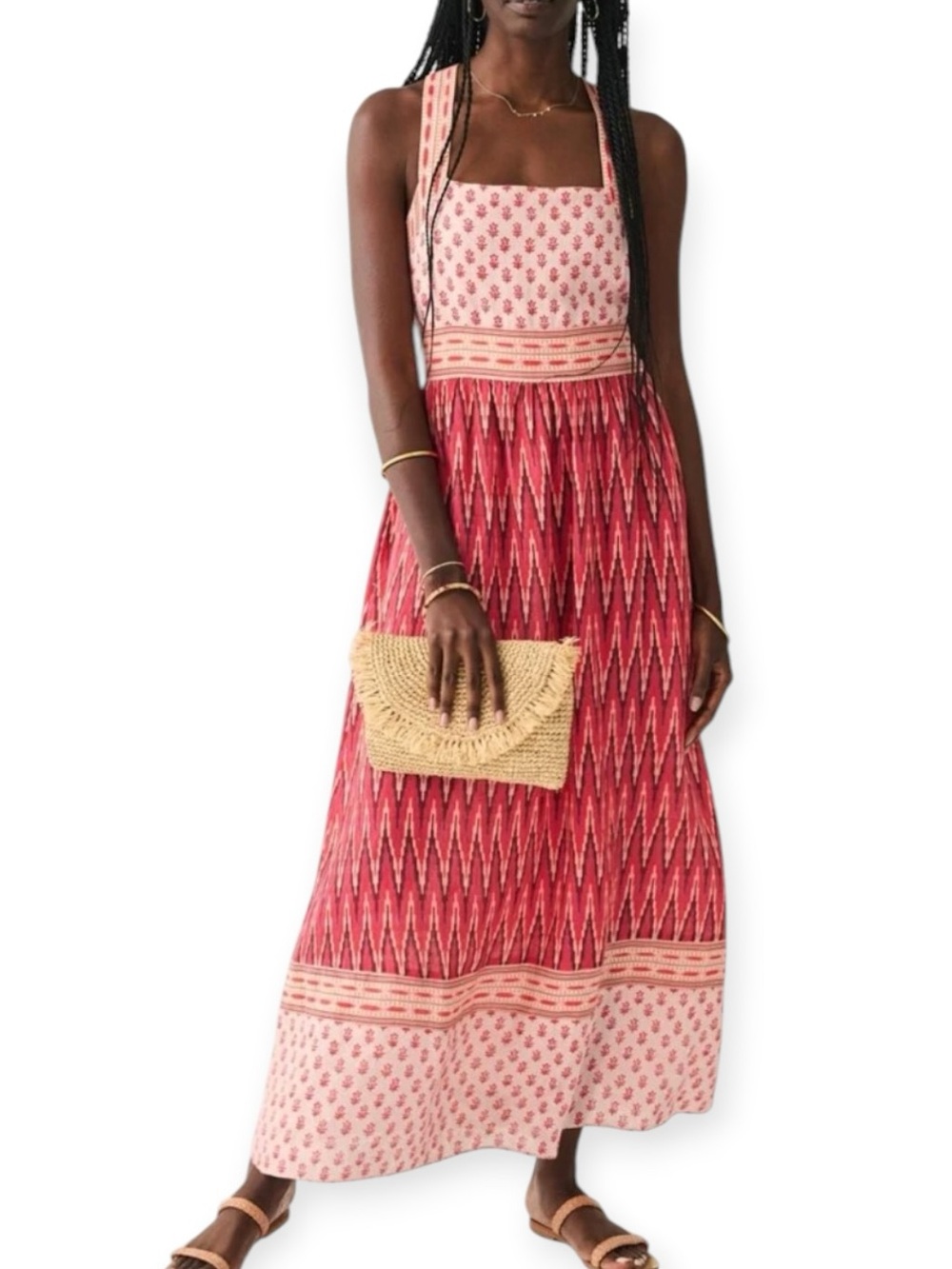 Faherty Gracie Maxi Dress Pink Gobi Floral M NWOT